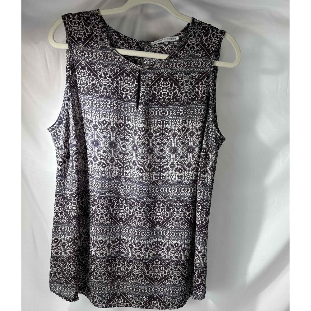 Violet And Claire Womens Purple Grey Sleeveless Aztec Print Tunic Blouse 1X